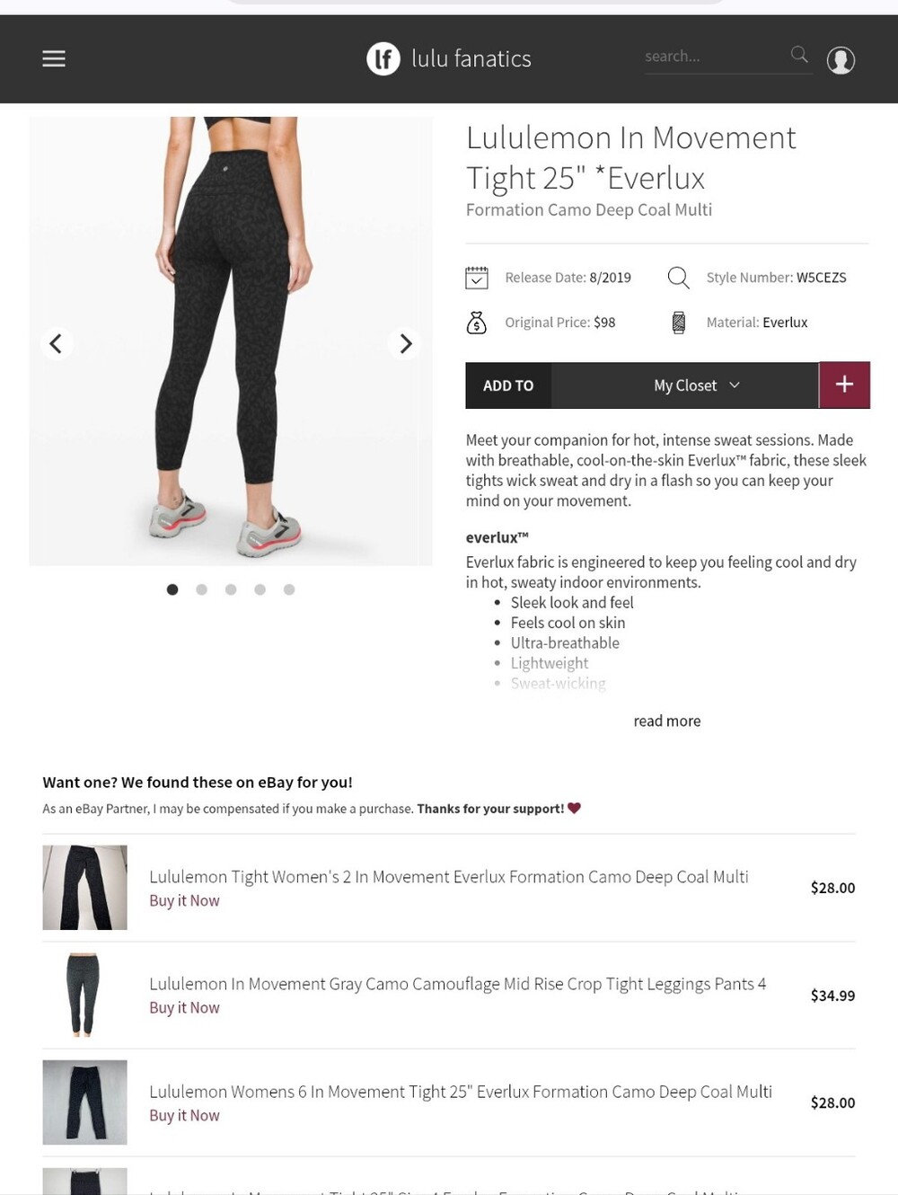 Lululemon In Movement Tight - Picture 5 of 5